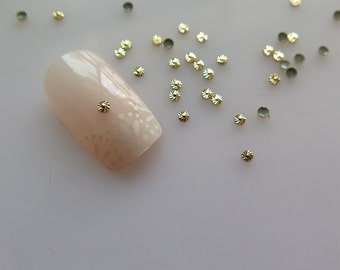 NS-06 30pcs Fancy 2MM Gold Round Metal Stud Nail Art Decoration Cellphone Decoration