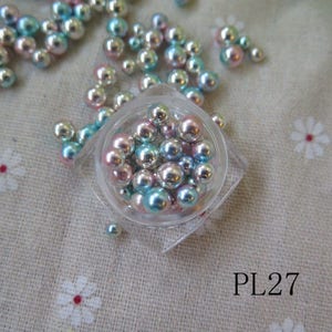 30pcs/jar Cute 4/5/6MM Mixed Mermaid-Silver Ball Pearl Nail Decoration Pearl Nail Art Decoration