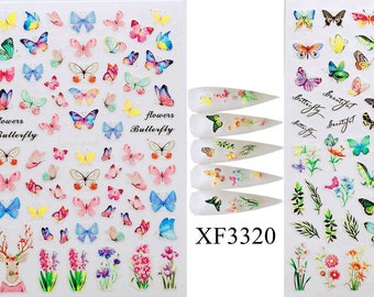 1pc Nail Art Butterfly Sticker Spring Summer Butterfly Designs Manicure XF3317-3328