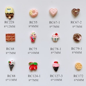 30pcs Cute Popsicle Donut Chocolate Strawberry Cherry Cookie Heart Resin Decoration Nail Art Decorations