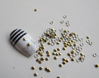 S-31 200pcs Cute 2mm Gold Round Metal Stud Décoration Nail Art décoration