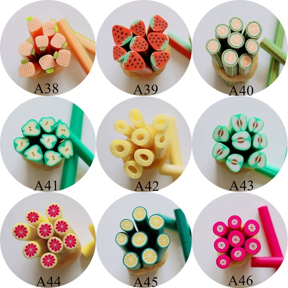 Polymer Clay Flower Sticks, Fruit Polymer Clay Sticks