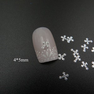 MS347-1 100pcs Nail art Silver Cross Deco Metal Sticker Nail Art Deco