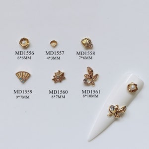 5pcs 3D Metal Charms Metal Shell Fan Spide-Web Leaf Deco Nail Art Decoration Cellphone Decoration