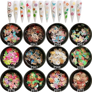 1Jar Mixed-Design Colorful Special Paper Slices Nail Art Non-adhesive Deco Sea Sunflower letter Crown Wing Angel PS62-73