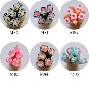 5PCS/BAG 5mm Cute Series Cane Fancy Nail Art Polymer Clay Cane Cat Cat Cloud Ice-Lolly Designs
