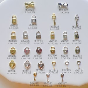 5pcs/bag Nail Art Metal 3D Charms Key Lock Bow Deco Nail Art Decoration