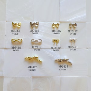 5pcs Mini Bow Deco Fancy Metal Charms Nail Art Decoration Cellphone Decoration MD2414-2423