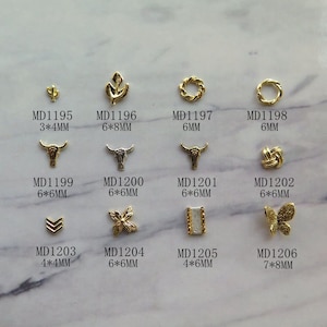 10pcs/bag Different Metal 3D Charms Gold Cow-Head Leaf Circle Butterfly MD1195-1206