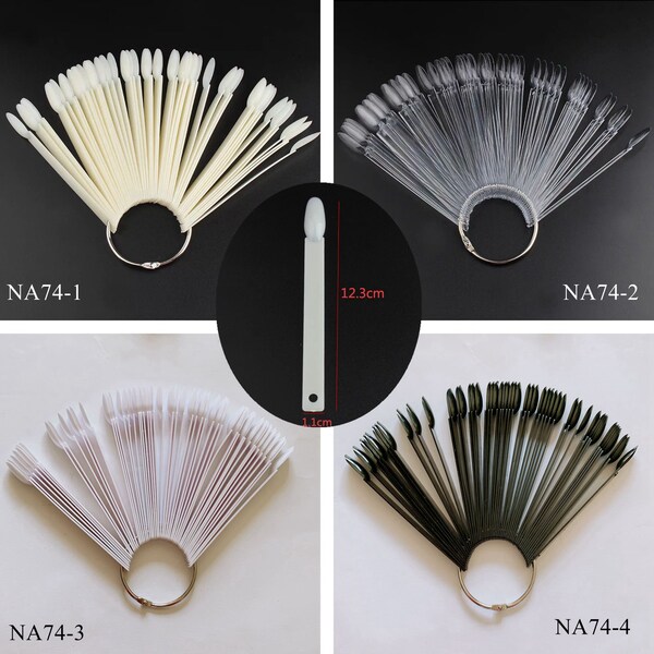 1Bag 50 sticks Nail Art Oval Head 4 Colors Tip Display Stick False Nail Tip Nail Display Tip NA74