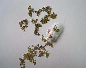 No.2 MS41 100pcs Nail art Gold Butterfly Metal Sticker Nail Art Deco