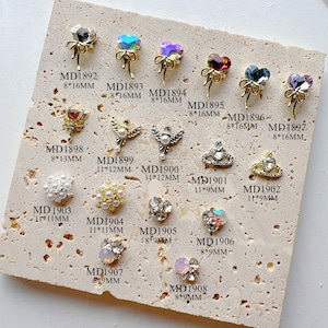 5pcs/bag Nail Art Metal 3D Charms Crown Heart Rhinestone Ball Deco Nail Art Decoration