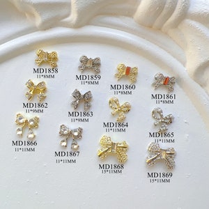 5pcs/bag Nail Art Metal 3D Charms Bow Rhinestone Bow Deco Nail Art Decoration