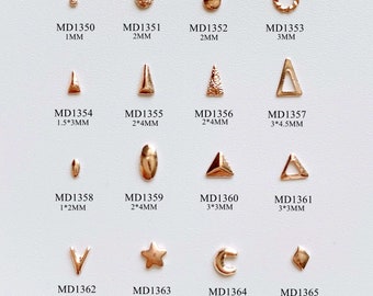 3D Approx. 100pcs/bag Metal Stud Rose Gold Color Nail Art Metal Stud Round Triangle Rise Shape