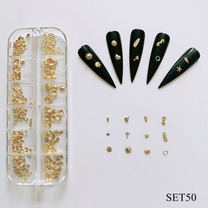 1 Set Metal Stud 12 Different Designs in one set Sea Series Shell and Starfish Design Moon and Star Sereis SET43-50