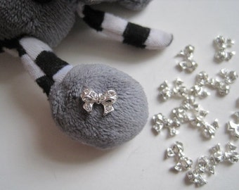 MD-99 5pcs Fancy Metal Charms Crystal Rhinestone Silver Bow Charms Nail Art Decoration Cellphone Decoration