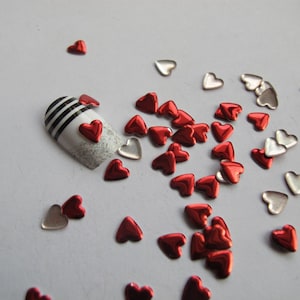 200pcs Cute 6mm/4mm Red Heart Metal Stud Decoration Nail Art decoration S-83 /od-70-red