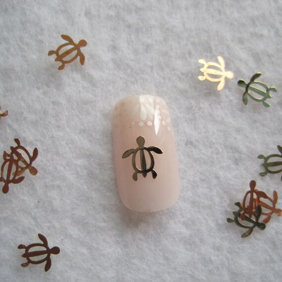 ネイルアート No.17 MS283-2 100pcs Nail Art Gold Turtle Deco Metal Sticker Nail