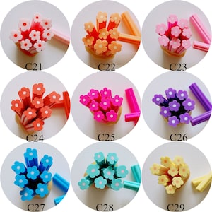 5PCS New Flower Shape Polymer Clay Cane Stick DIY Accessory