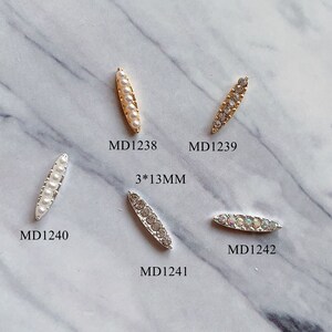 5 pçs encantos de metal da arte do prego longo cavalo-olho forma com strass pérola metal deco arte do prego MD1238-1242
