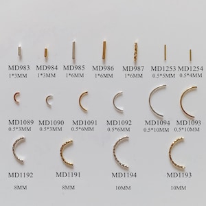 Approx. 100pcs/bag Metal Stud Metal Stick Curved Deco Smiling French Style Nail Art Metal Deco MD983-1194