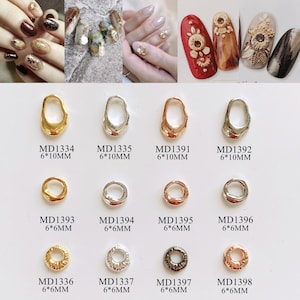5pcs Nail Art Metal 3D Charms Circle Geometric Design 4-colors Nail Art Metal Deco