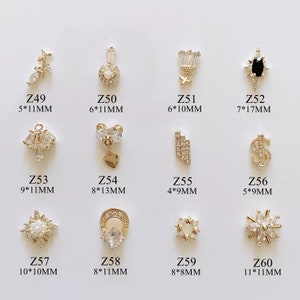 1PC Luxury Gold Zircon Stone Different Shapes Metal Charms Metal Deco Charms Nail Art z49-60