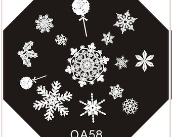 Cute QA58 Octagonal  Stamping Metal Plate with free gift of scraper&stamper