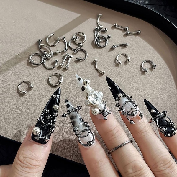 5pcs/bag Nail Art Metal 3D Charms Dark Punk Deco Nail Art Decoration