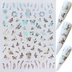 1pc Nail Art Laser Silver Color Butterfly Sticker Spring Summer Butterfly Designs Manicure ZD