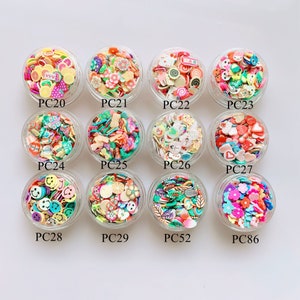 1Jar Mixed Designs Polymer Clay Slices 3D 5mm Polymer Clay Sticker Fruit Flower Butterfly Mix For DIY Decoration
