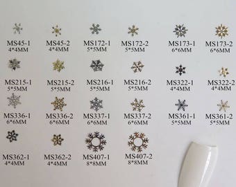 100pcs Gold&Silver Soft Metal Parts Nail Art Metal non-adhesive sticker Snowflake Series