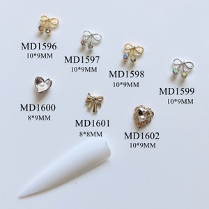 5pcs Different Shell Bow Heart Deco Fancy Metal Charms Metal Deco Nail Art Decoration Cellphone Decoration MD1596-1602