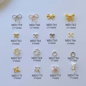 5pcs Bow Crab Rose Deco Fancy Metal Charms Nail Art Decoration Cellphone Decoration MD1759-1774