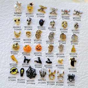 5pcs/bag Nail Art Metal 3D Charms Halloween Spider Pumpkin Skull Deco Nail Art Decoration