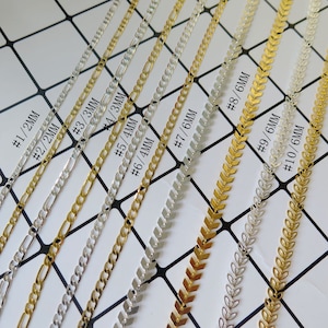 1M Gold and Silver Luxury Chain Plane Shape Chain Metal Nail Decoration