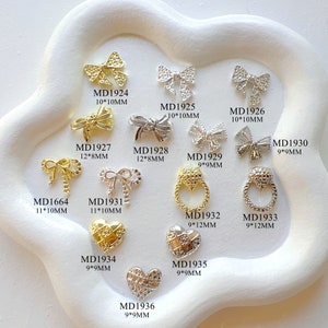 5pcs/bag Nail Art Metal 3D Charms Bow Heart Deco Nail Art Decoration