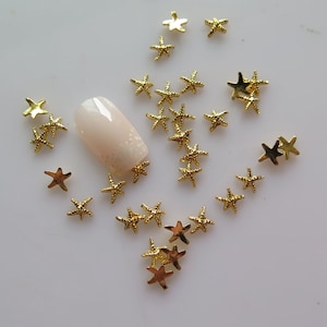 MD-759 5 peças de decoração de unha de metal com estrela do mar dourada decoração de celular