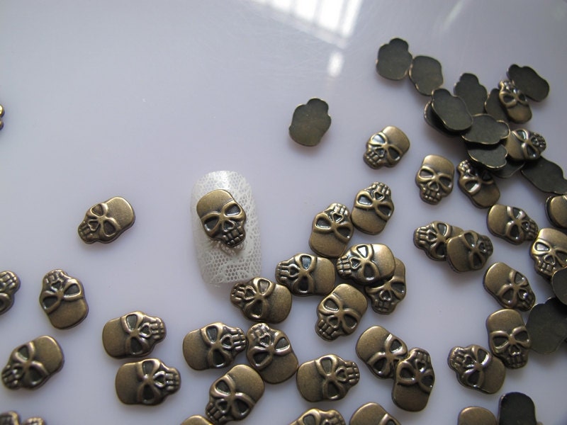RC149 30pcs Cute Skull Head Decoration Resin Decoration Nail Etsy