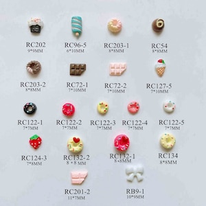 30pcs Cute Popsicle Donut Chocolate Strawberry Bow Resin Decoration Nail Art Decorations