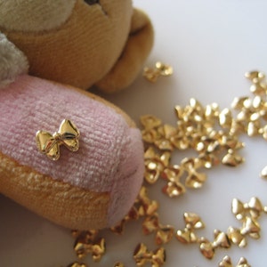 MD-578 5pcs Fancy Gold Bow Metal Charms Rhinestone Charms Nail Art Decoration Cellphone Decoration