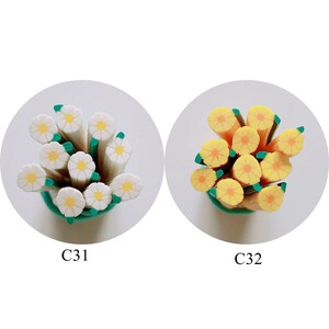 5PCS Daisy Blossom Flower Shape Baked Polymer Clay Cane Stick DIY Accessory