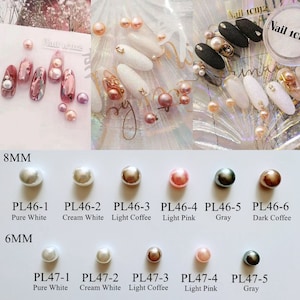 30pcs/bag 6MM/8MM Nail Art Flat-Back Pearl Decoration Nail Art Pearl Deco PL46/47