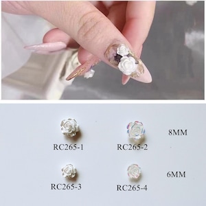 30pcs Nail Art White Crystal AB Rose Flower Shape Decoration DIY Nail Art Supply rc265