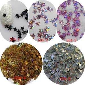 20G/3G Cute Laser Black/Pink/Gold/Silver Star Glitter Nail art Glitter Pieces Nail art decoration GD4-1-5