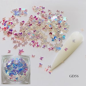 1Jar Shinny Crystal Blue Nail Art Butterfly Glitter Pieces Nail Art Decoration in jar GD56