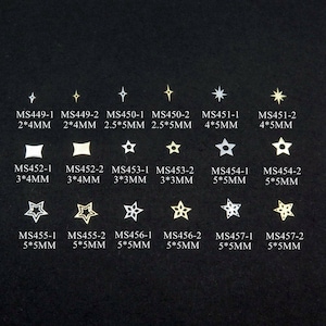 100pcs Nail art Silver/Gold Star Cross-Star Double-Star Metal Sticker non-adhesive Nail Art Deco Acrylic Deco