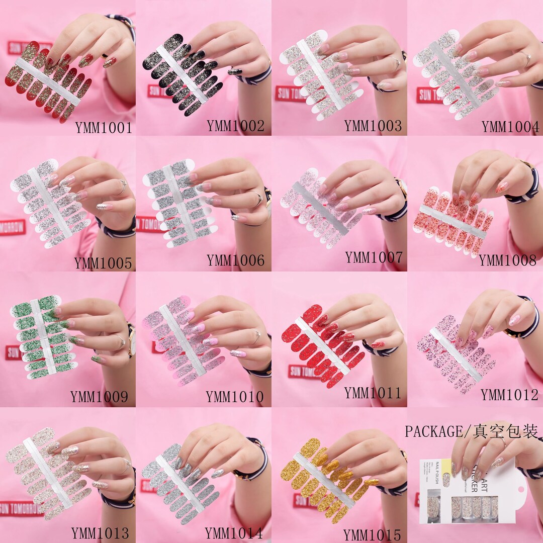 Nail Art Fullcover Sticker Sheet 14tips Sticker Polish Sticker Glitter
