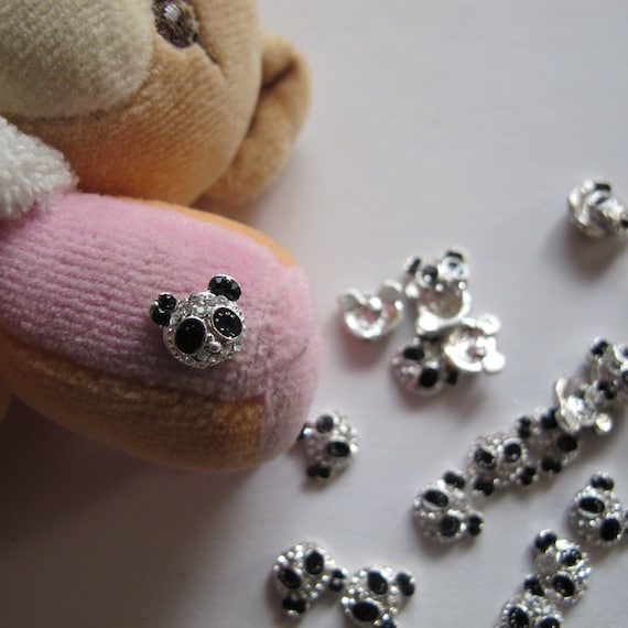 MD-346 5pcs Fancy Metal Charms Rhinestone Panda Charms Nail Art
