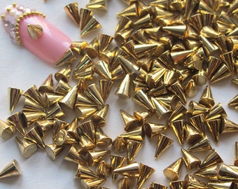 RC-159-1 30pcs  Gold Color Plastic Spike Stud Nail Art Decoration Cellphone Decoration